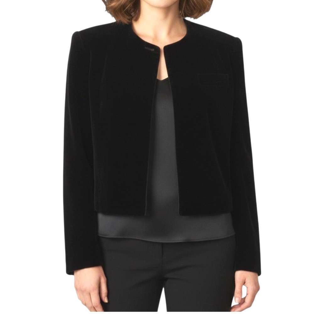 Vtg J.G. HOOK Black VELVET 1-Button Shoulder Pads Lined JACKET Blazer Sz 8